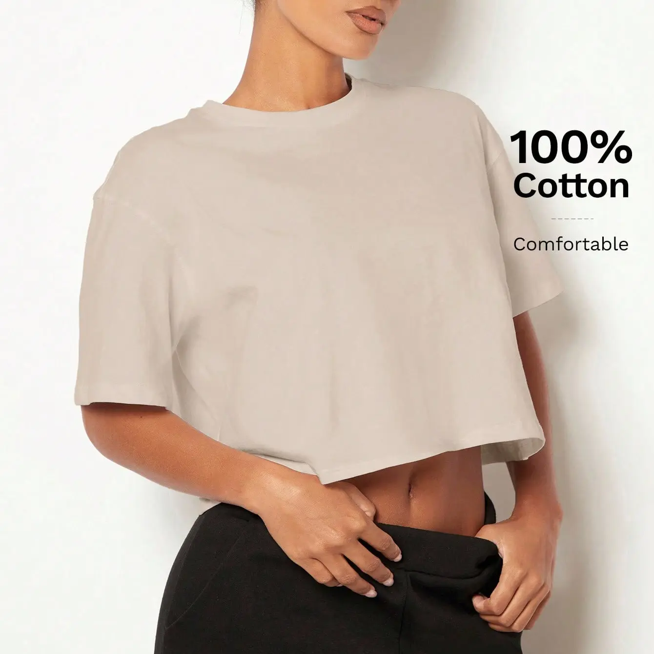 Women's 100% Cotton Short-Sleeve Round Neck Basic Crop Top - Light Blue Plain Loose Oversized T-Shirt for Summer Layering Outfits, Workout Gym Activewear, XS-XL, Shortsleeve, Lady, Streetwear, Tshirt, Crop Tops, Baggy, Preppy, Athletic, Chic, Cute, Pure C