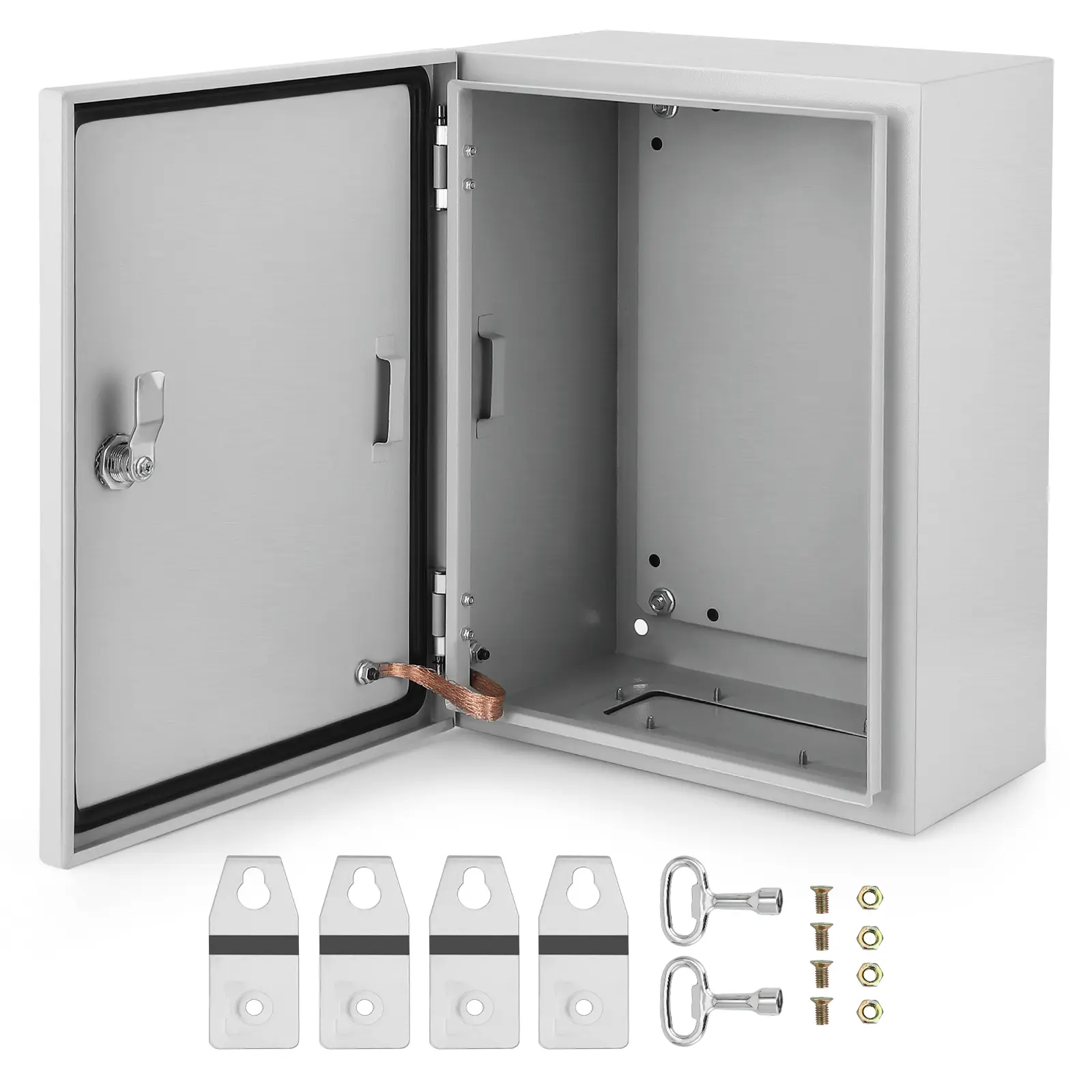 NEMA 4X Outdoor Steel Electrical Junction Box – IP66 Waterproof & Dustproof – General Project Enclosure with Lock & Mounting Plate – Ideal for Home Improvement Electrical Installations