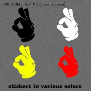 1PC OK+Peace Gesture + Multi-color Optional" Car Cartoon Fun Sticker Cute-Cool Style Decor For Car Body, Window, Rearview Mirror Exterior Cross-border Hot Cartoon Fun Goodie Adds Cute-Cool Texture of Mickey Mouse Sticker For Cars, Universal Car Sticker
