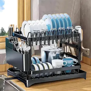 Dish Drying Rack Stainless Steel Drainboard Iron Dish Drainers Kitchen Counter Sink Adjustable Spout Utensil Holder Knife Slots Rustproof Board Durable easy to install perfect size Great value sturdy classy Organiser Mother's day gift ideas