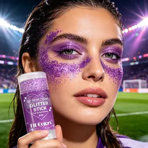 1PC Fit Colors Glitter Stick, 12 Colors Available, Holographic Chunky Glitter, for Face Hair & Body, Long-Lasting, for Festival Rave & Game Day Fan Party, Body Glitter Gel, Cosmetic Sparkle Stick