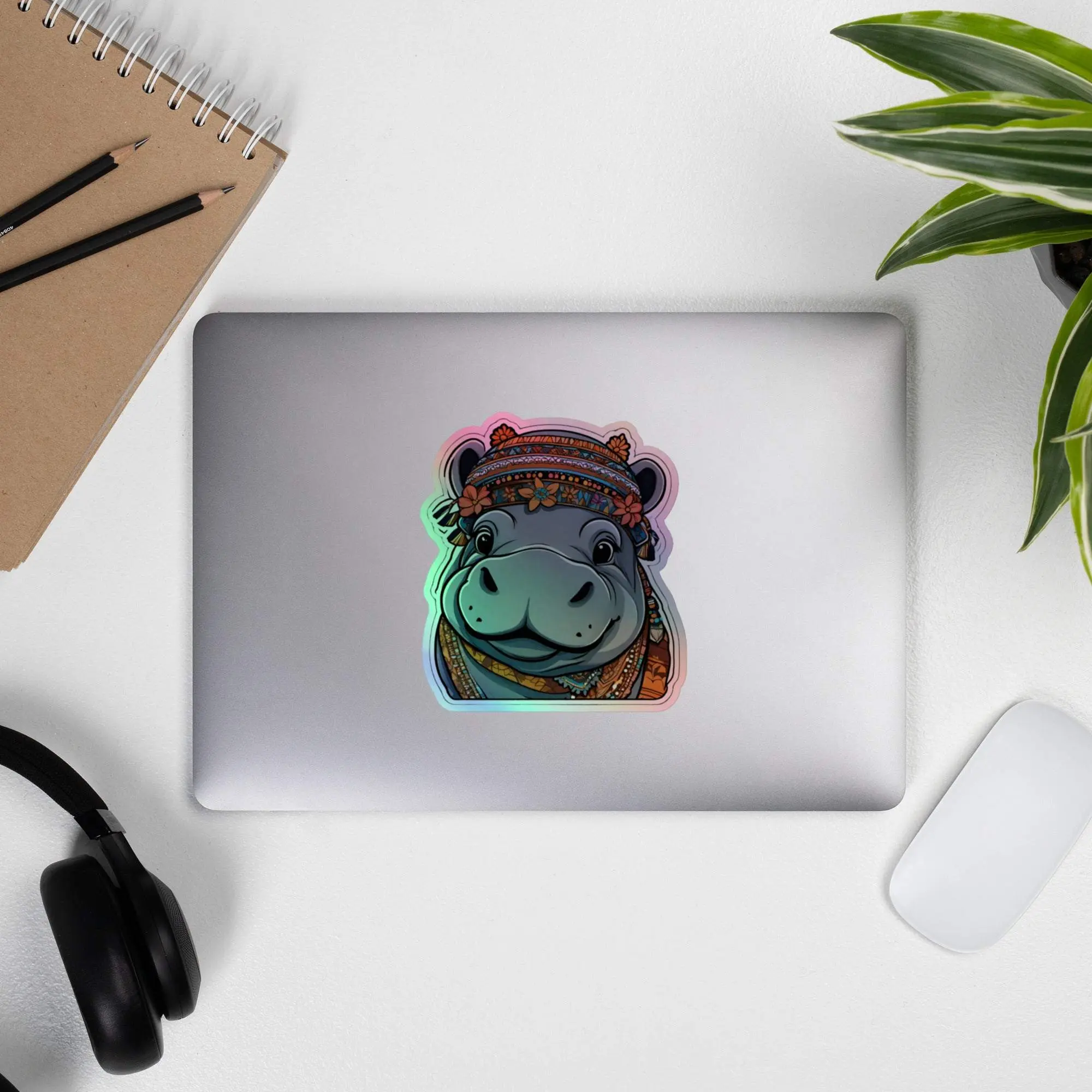 Boho Hippo Holographic stickers
