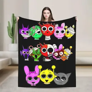 Sprunkis Velvet Knitted Throw Blanket, Lightweight Quilt for Bed & Bedroom, Father's Day Gift, Back to School Blanket