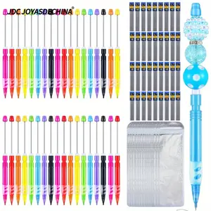 100pcs/50pcs Beadable Mechanical Pencils Set with Silicone Hand Guard Includes 36/18 Pouches and 36/18 Packs of Refills for Writing Drawing Sketching DIY Crafting Back To School Stationery