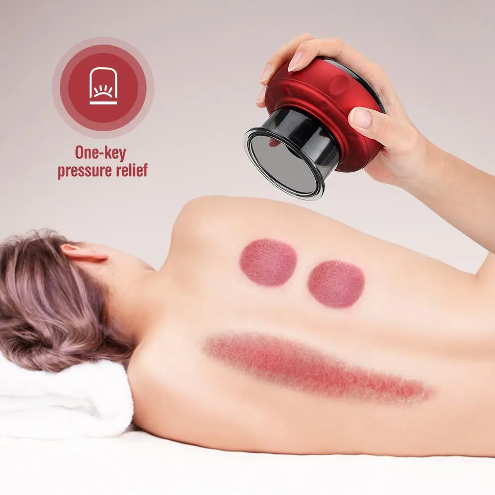 Smart Electric Cupping Massager with Heat, Vacuum Suction & Gua Sha Scraping, 12-Level Adjustable Suction and Heating, USB Rechargeable Body Massage Device with 20-Minute Timer