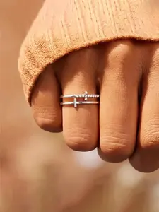 Cross Design Ring, Stackable Rings, Fashion Accessories for Women & Girls, Trendy All-match & Exquisite Jewelry for Birthday Gift