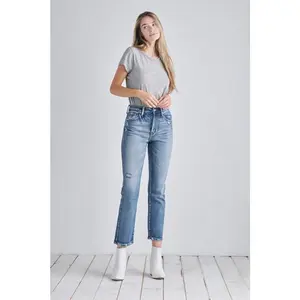 Vivian High Rise Stretch Distressed Ankle Straight Jeans