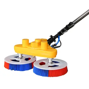 Multifit Smart Solar Panel Cleaning Brush 24FT Water Fed Pole Kit Double Head Automatic Window Glass Washing Equipment PV Panel Cleaning Kit with Lithium Battery and Power Converter