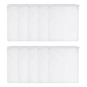 PETAXCELL Aquarium Filter Media Bags, Fish Tank Fine Mesh Bag with Zipper Reusable Versatile 12 x 10 Inch, (White, 10pcs)/ Intended for Fish Tank/Aquarium/Pond/Activated Carbon/Ceramic Rings