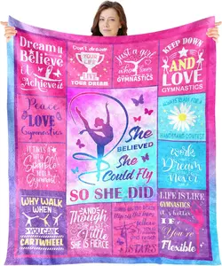 Gymnastics Blanket Gifts for Girls - Gifts for Gymnastics Lover Soft Flannel Throw Blanket for Gymnast Teacher Kids Teen Women Birthday 60x50 inches