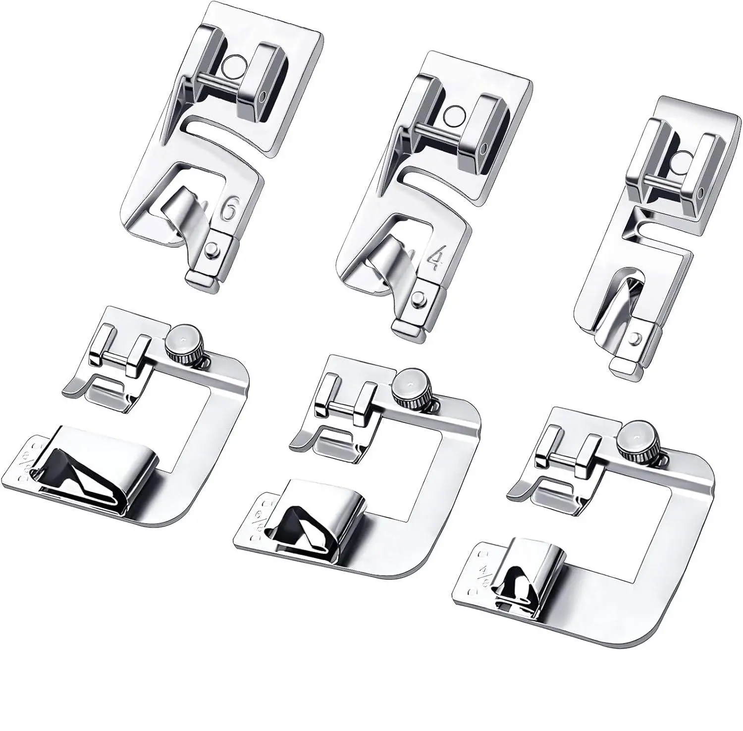 6Pcs Narrow Rolled Hem Sewing Machine Presser Foot Kit Hemmer Foot Sewing Machine Presser Foot Hemmer with 30 Pcs Sewing Machine Needles for Brother Singer Janome Low Shank Sewing Machine Use Rolled Hem Presser Foot - Home Improvement.