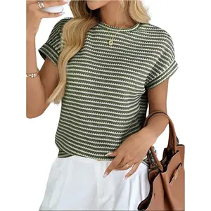 EncoLax Women's 2026 Spring Vest Tops Cap Sleeve Striped Shirt Knit Tank Top Summer Beach Vacation Clothes