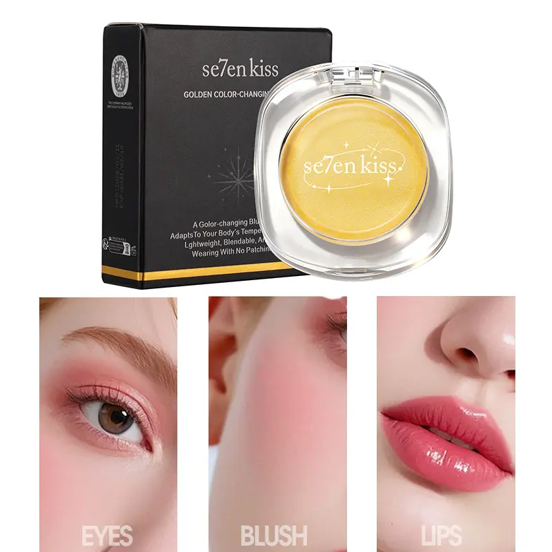 3-in-1 Color-Changing Blush Cream - Multi-Use for Cheeks, Eyes & Lips, Long-Lasting Lightweight Natural Look, Topical Beauty Cosmetics with Glow