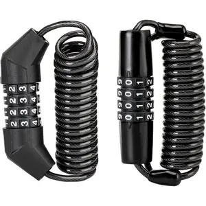 Motorcycle Helmet Lock, Bike Helmet Lock, 4 Digit Little Cable Lock, Retractable Luggage Lock, Stroller Lock, Black, 2 Pack