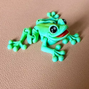 3D Printed Articulated Flexi Frog Magnet Fidget - Green Color, Durable Design, Fun and Engaging Object for Stress Relief