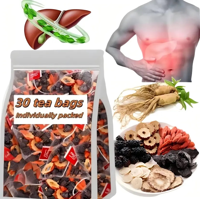 KidneyTeaFormulaGinsengFive TreasureTeaCombinationScentedTea,Natural Energy&VitalitySupportforMenWomen ChineseHerbal Tea Organic Beverage