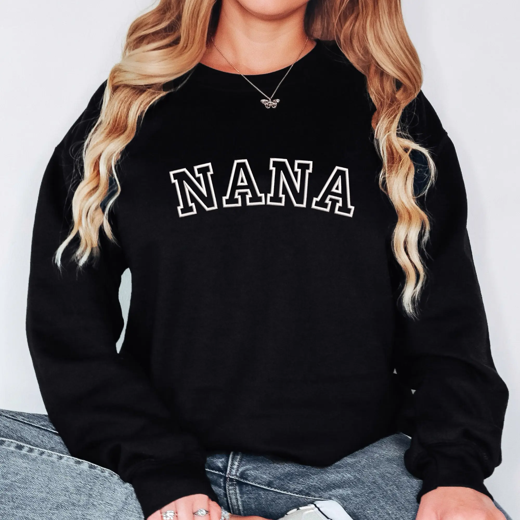 Nana Embroidered Sweater | Unisex Crewneck Sweatshirt | Add Your Custom Name | Gifts for Mamaw | Nana Life | Personalized Gift for Nana