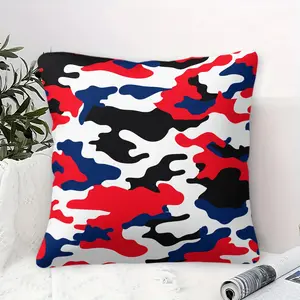 CamouflageThrow Pillow, Red Blue Black Camo Accent Pillow Cushion, Includes Pillow Core, Soft Decorative Pillow for Couch Bed Sofa, Boys Teens Bedroom & Living Room Decor