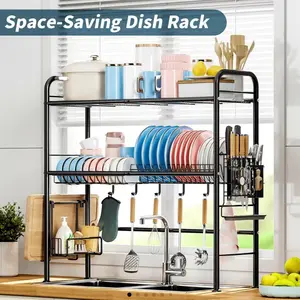 Cookware Set - Space-Saving Dish Rack with Mop, Gallon Bathroom Trash & Essential Kitchen Utensils