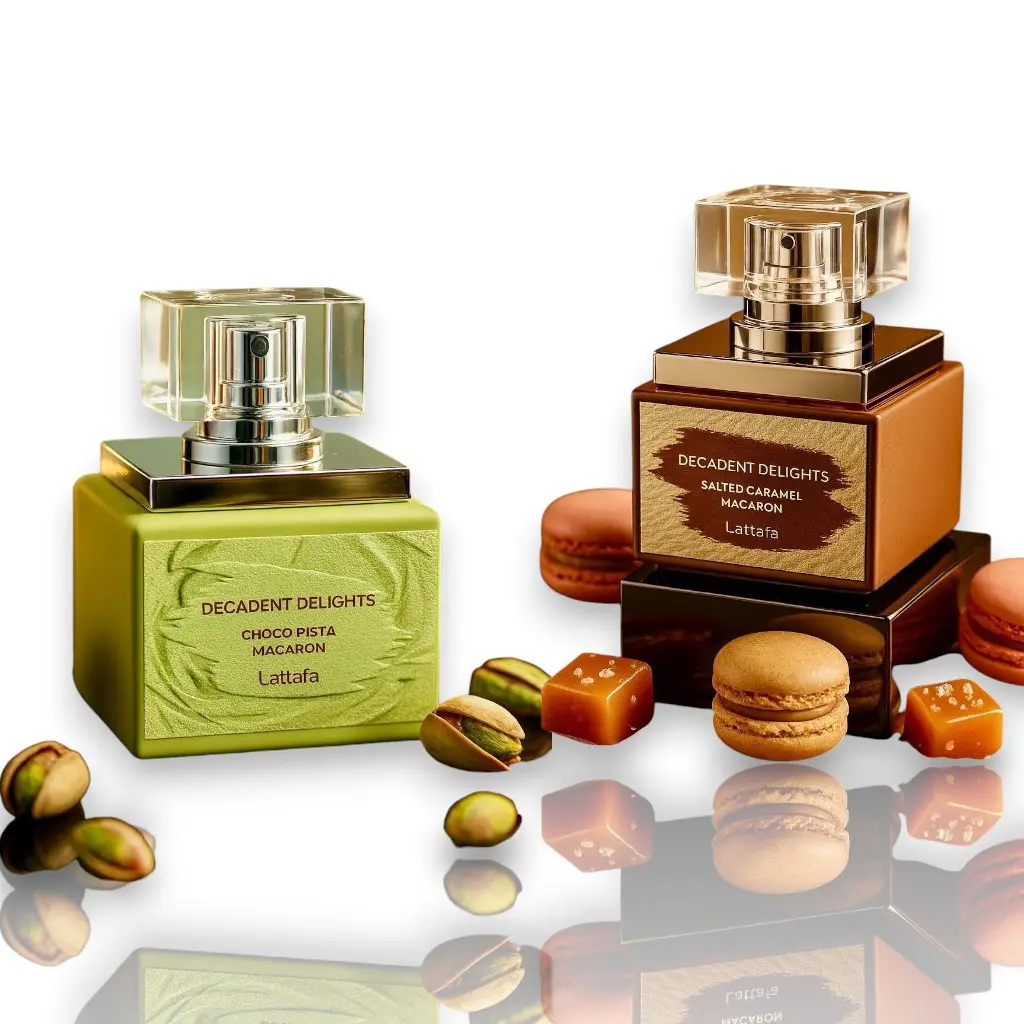 Lattafa Decadent Delights Multi-Pack EDP, 50 ML Unisex Fragrance with Choco Pista Macaron, Salted Caramel Macaron, Sandalwood & Vanilla Notes