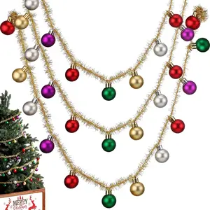 16 ft Colorful Christmas Ball Garland - Red, Green,  Tinsel Balls for Tree, Fireplace, Indoor/Outdoor Decor