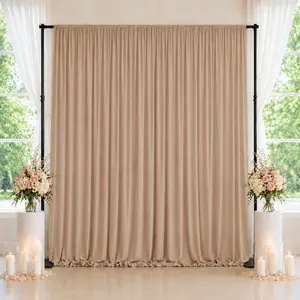 Spandex Backdrop Curtain Nude 10ft x 10ft, 4-Way Stretch Wrinkle-Free Photo Booth Backdrop with Rod Pockets for Wedding & Events