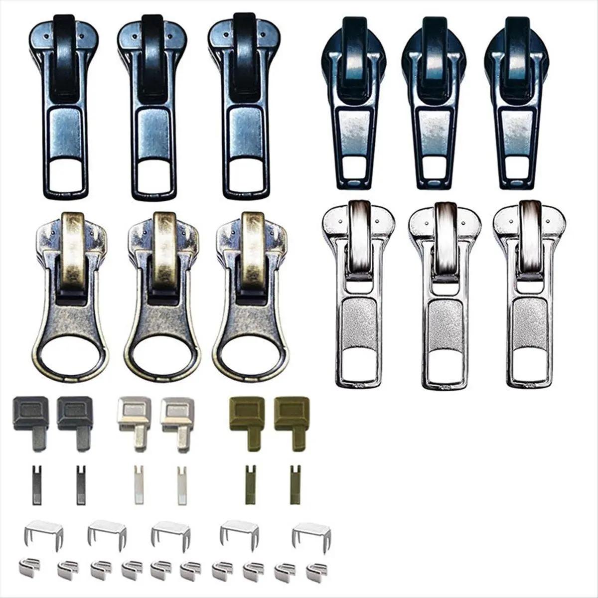 Zipper Repair Kit 5 Slider with Slider Metal Zipper Fixing Box Zipper Puller Clothing Zipper Puller with Lock US