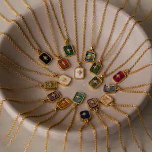 North Star Necklaces by Caitlyn Minimalist - Gemstone Star Pendant Necklace in Gold - Celestial Jewelry - Birthday Gift