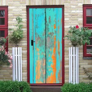 2pcs   Vintage Wood Grain Decorative Wall Stickers Turquoise Wooden Plank Texture Self Adhesive Wallpaper Removable Waterproof Home Decor Stickers for Living Room Bedroom Background Wall Renovation Amaz