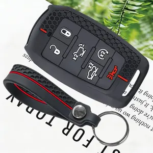 6 Buttons Remote Key Case Keychain Shell Fob for Dodge RAM1500 RAM2500 TRX RAM 1500 Silicone Key Holder Cover Skin 2021 2020