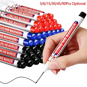 1-90Pcs Permanent Long Tip Marking Pens, Oil-Based Waterproof Quick Dry Wood Markers, Durable Fade Resistant Carpentry Woodworking DIY Craft Accessories, Permanent Art Markers