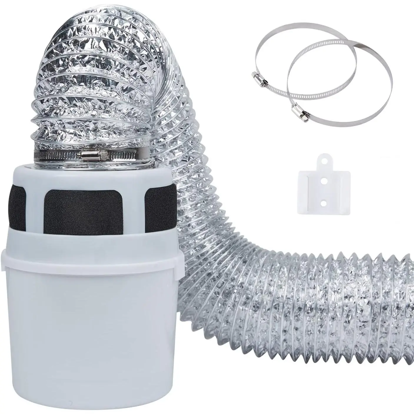 3 IN 1 Indoor Dryer Vent Kit Filter Bucket for Electric Dryer with 4-Inch by 5-Feet Proflex Duct (Silver)