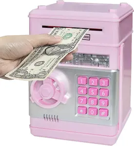 HUSAN Piggy Banks Money Banks for Kids, Electronic Password Code Money Banks ATM Banks Box Coin Bank for Children Boys and Girls (Light Pink)