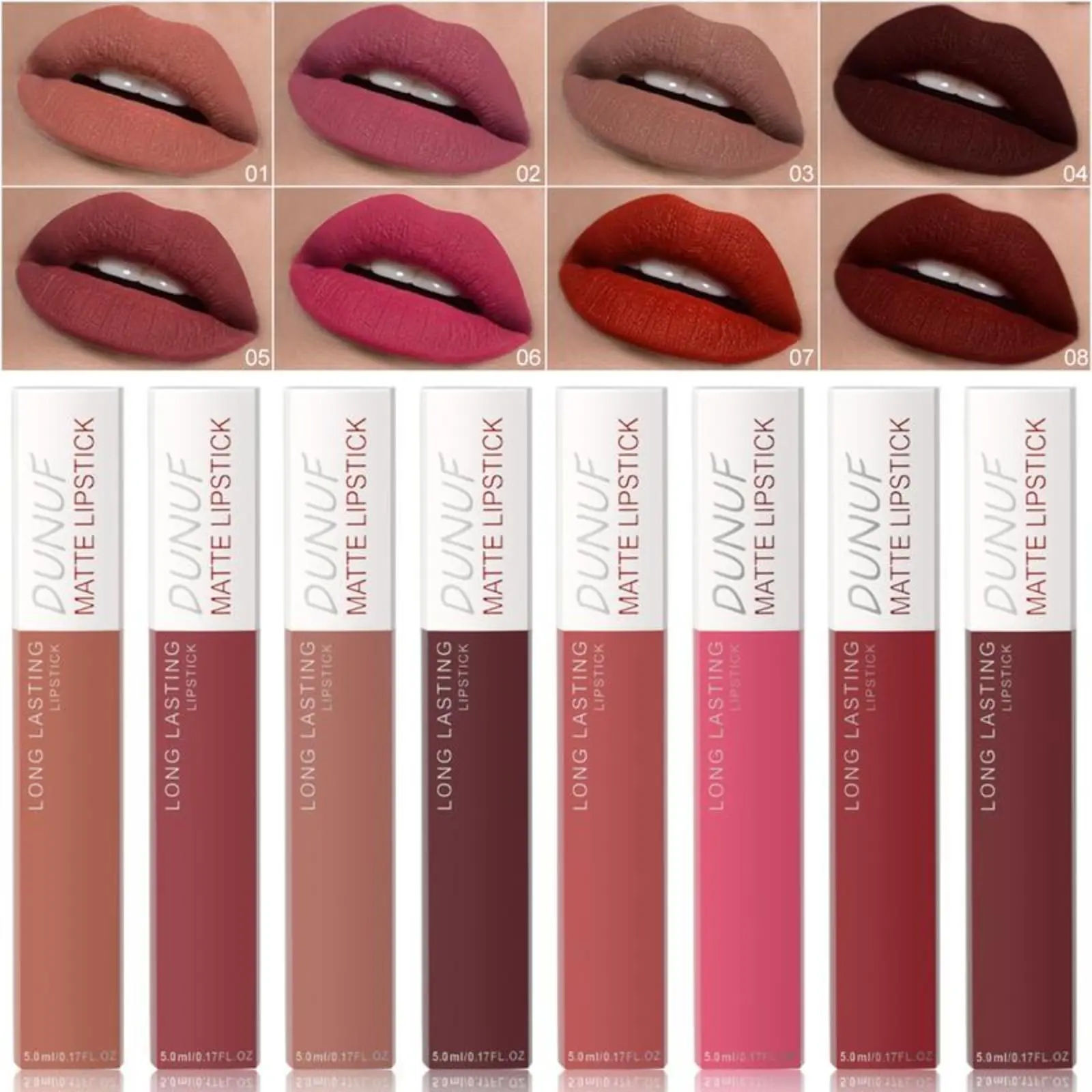 8-color Matte Long-lasting Waterproof Lip Gloss Set, High-pigment Lip Gloss Set, Suitable for All Skin Types, Essential for Daily Makeup, Lip Products Makeup, Matte Liquid Lipstick, Matte Lip Glaze