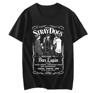 Manga Bungou Stray Dogs T-shirt Men's and Women's Cotton T-shirt Casual Street Short Sleeve Fashion, Crew Neck T-shirt, For the gift