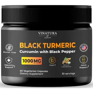 Vinatura Black Turmeric, Curcumin with Black Pepper 1000mg - Turmeric Curcumin with Turmeric Black