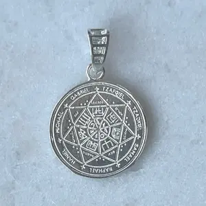 Medalla de Los 7 Arcángeles y el Rey Salomón - Silver Pendant with Seven Archangels and Solomon's Seal.Plata 925   1” 6mm