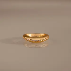 Pave Curve Dome Ring by Caitlyn Minimalist - Chunky 18K Gold Plated Curved Diamond Statement Ring - Art Deco Jewelry - Gift for Her
