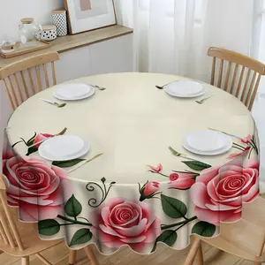 1pc Fashion Creative Round Tablecloth, Digital Printing Tablecloth, Suitable for events, weddings, banquets, parties, outdoor gatherings, picnics and camping, parties, restaurants, kitchens, courtyards, exquisite holiday gift