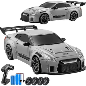 RC Drift Car, 1:24 Scale Remote Control Vehicle with LED Lights,Drifting Tires&Two Batteries, Racing Sports Toy Idea Gift for Adults Boys Girls and Kids Galactic Silver