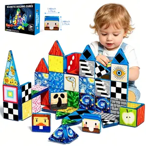 Magnetic Building Blocks Set, Van Gogh Art World Scene, Stem Educational Toy for Kids, Birthday & Christmas Gift for Boys and Girls