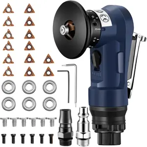 2 in 1 Pneumatic Chamfering Tool- Mini Air Chamfer Tool with Multi-Angle Chamfering Kit,45 Arc Corner Deburring Beveling Chamfer Machine for Metal, ,Woodworking (Blue)