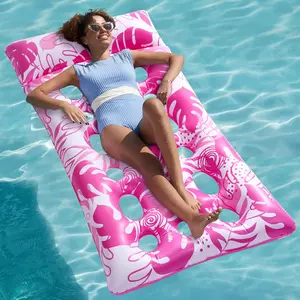 Inflatable Pool Floats Adults - Large Pool Float Tanning Raft with Headrest, Keep Cool Above Water Swimming Pool Floaties Beach Lake Party Supplies