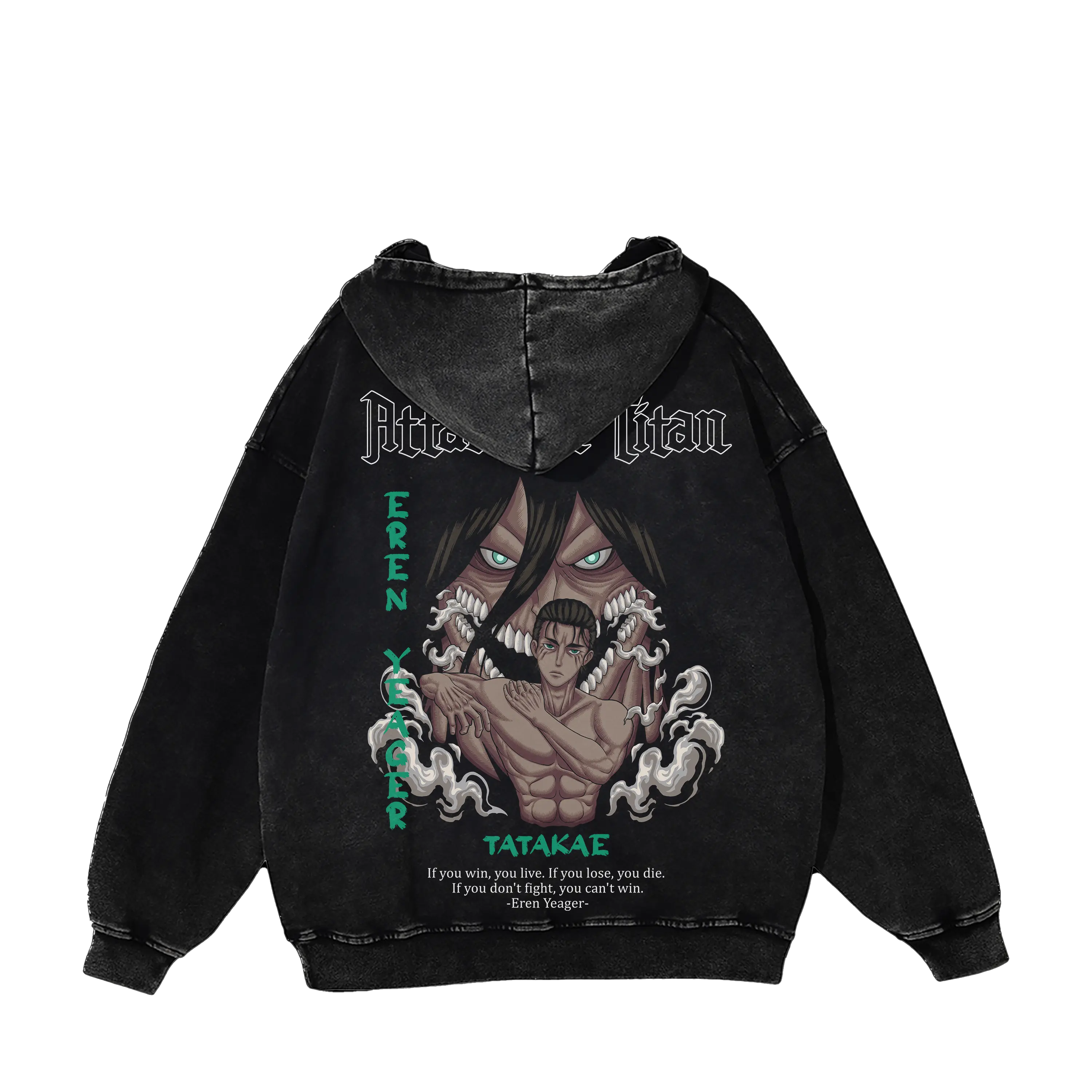 Eren Transformation Hoodie – Attack on Titan Anime Vintage Oversized Hoodie, Streetwear Graphic Pullover, Fan Gift Collector Edition