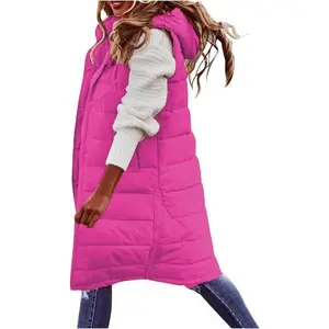 Women's Vests: Winter Padded Hooded Zip Up Quilted Warm Outerwear, Everyday Fashion Womenswear Puffer(gift)