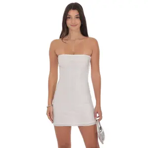 Rhinestone Strapless Bodycon Dress in White