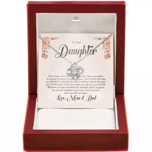To Our Daughter Love Knot Necklace - Jewelry Gift from Parents with Cubic Zirconia Pendant Perfect for Graduation or Special Celebrations