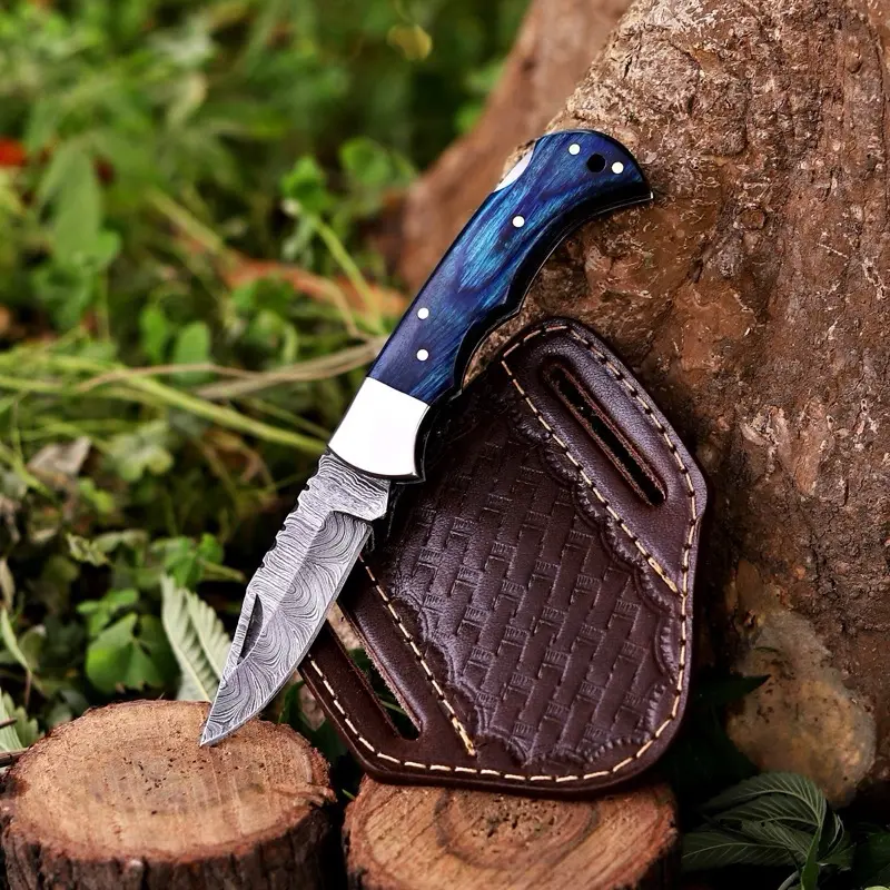 Handmade Damascus Pocket Folding Knife Handmade Damascus Pocket Folding Knife
