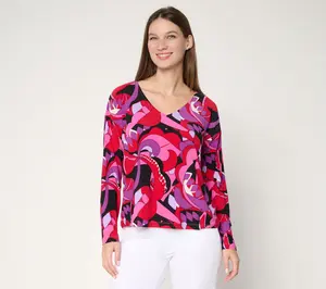Attitudes by Renee Printed Como Jersey Top