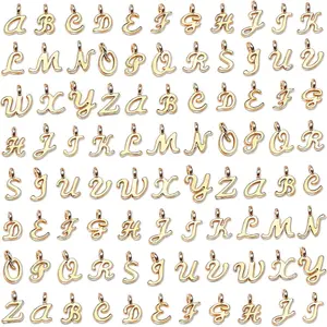 156Pcs/6 Sets Gold Letter Charms with 200Pcs Open Jump Rings for Jewelry Making, Alphabet A-Z Pendants for DIY Bracelet Necklace Craft Projects